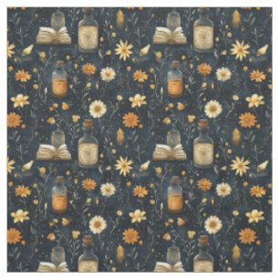 Create Your Own Golden Wildflowers Apothecary Blue Fabric