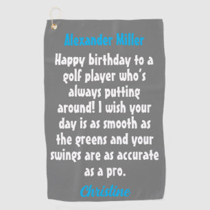Create Your Own Golfer Birthday Custom Name Golf Towel