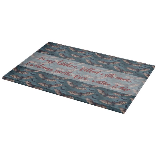Create Your Own Gothic Bats Blue Cutting Board (Corner)