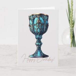 Create Your Own Gothic Blue Chalice Holiday Card