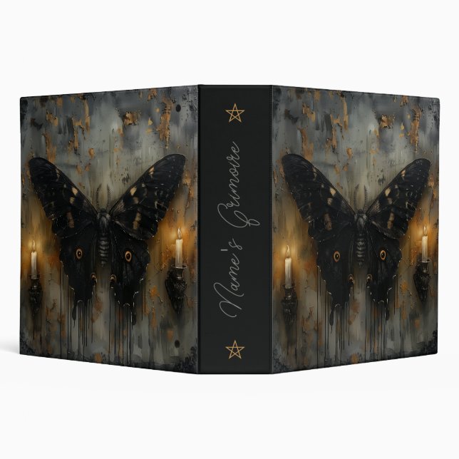 Create Your Own Gothic Candle Lit Black Moth Grey Binder (Background)