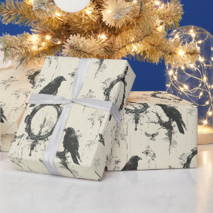 Create Your Own Gothic Raven Candles Damask Wrapping Paper