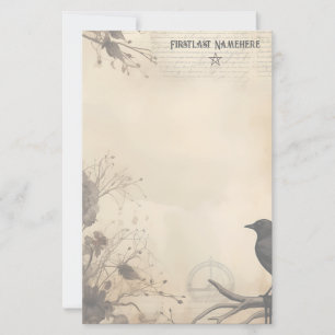 Create Your Own Gothic Raven Floral Stationery