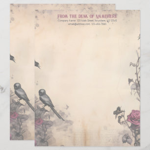 Create Your Own Gothic Raven Roses Stationery