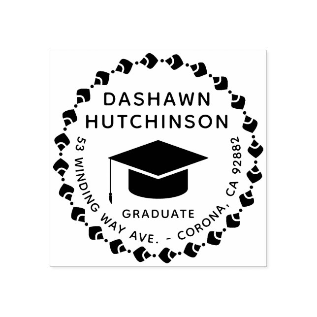 Create Your Own Graduation Circular Cap Rubber Stamp (Imprint)