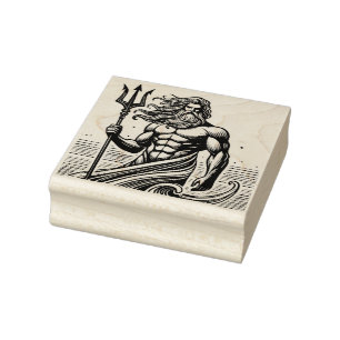 Create Your Own Greek God Poseidon Ocean Emblem Rubber Stamp