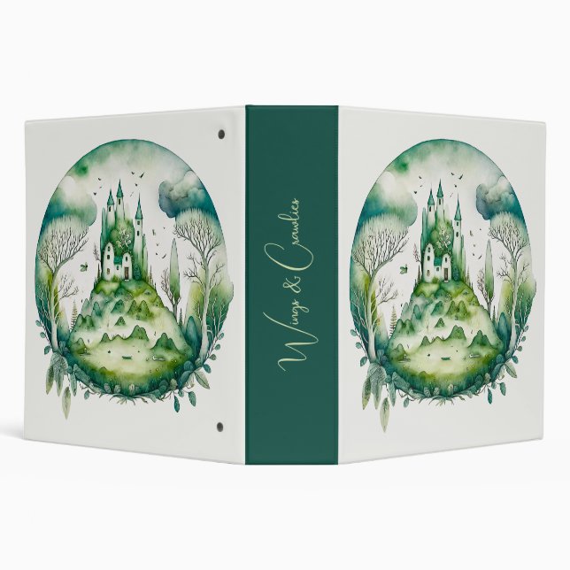 Create Your Own Green Fantasy Castle Landscape Binder (Background)