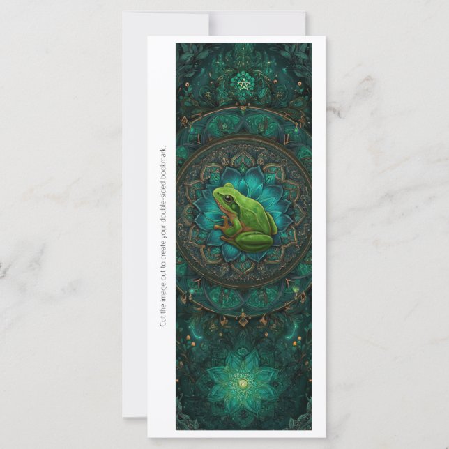Create Your Own Green Frog Mandala Bookmark Card (Front)
