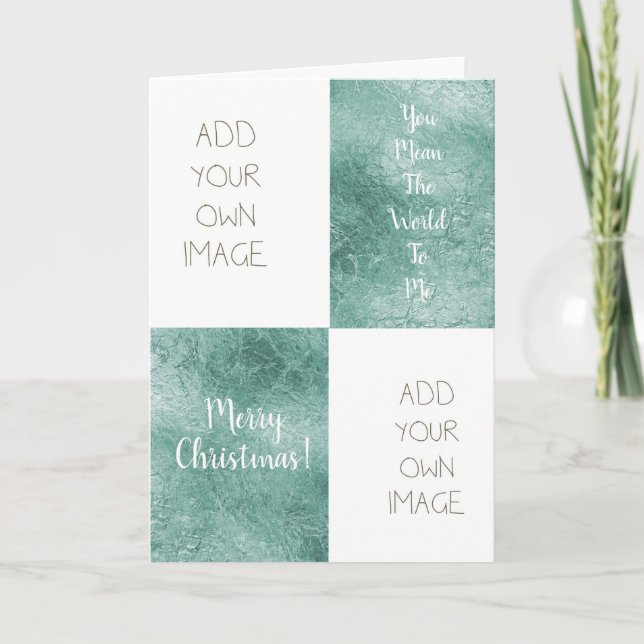 Create Your Own Green Glam Christmas Personalized Holiday Card (Front)