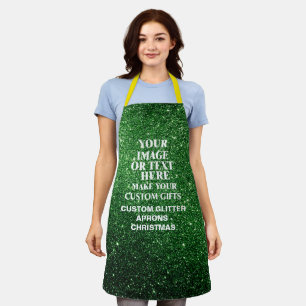 Create Your Own Green Glitter Custom Christmas Apron