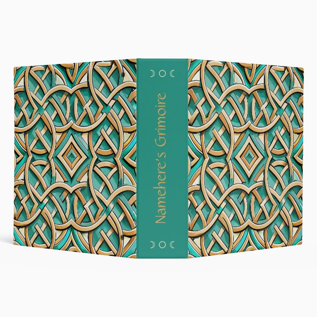 Create Your Own Green Gold Celtic Knotwork Doodle Binder (Background)