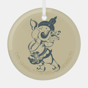 Create Your Own Green & Gold Ganesh Flute Glass Ornament