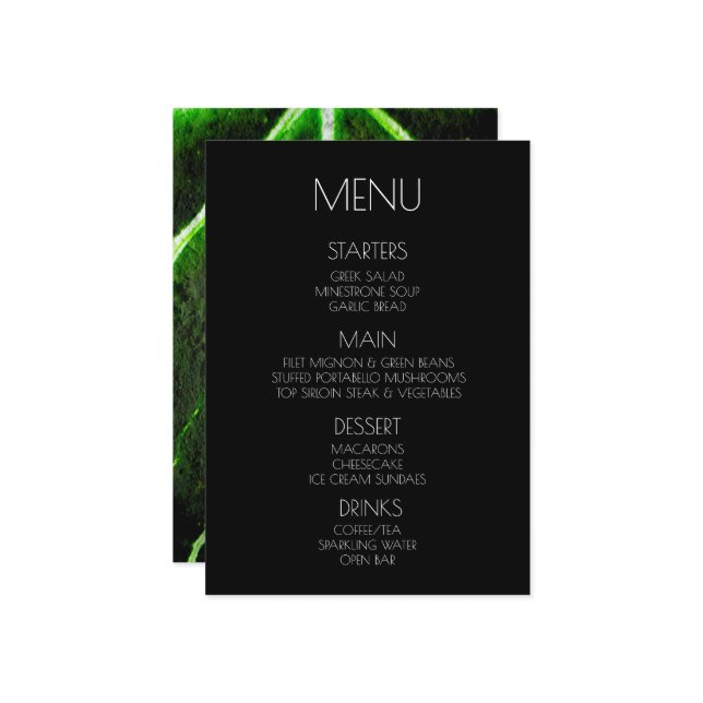 Create Your Own - Green Leaf Veins Menu (Front/Back In Situ)
