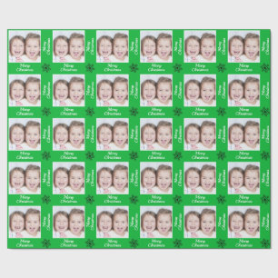 Create Your Own Green Merry Christmas Photo Wrapping Paper