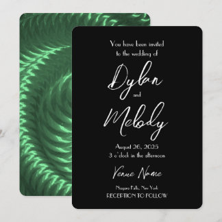 Create Your Own Green Metallic Spiral Wedding Invitation