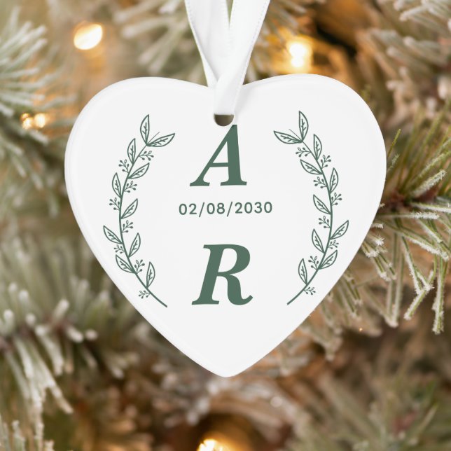Create Your Own Green Monogram Wedding Favour Ornament (Tree)