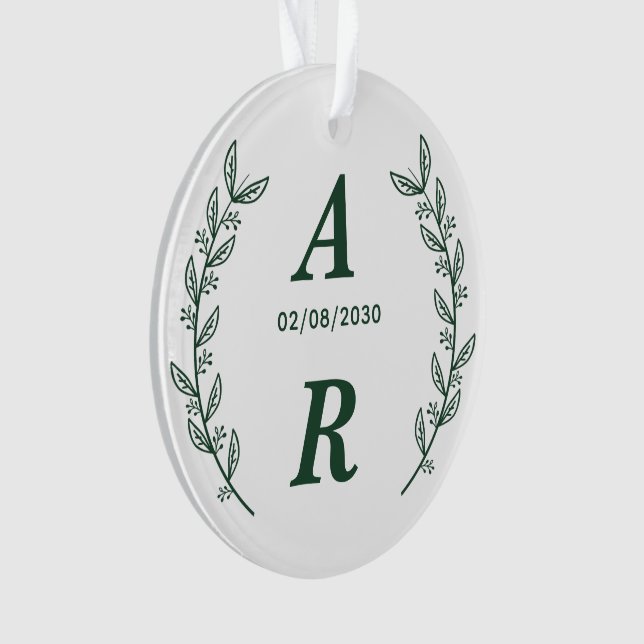 Create Your Own Green Monogram Wedding Favour Ornament (Front)