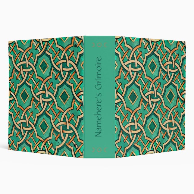 Create Your Own Green Orange Woven Knotwork Binder (Background)