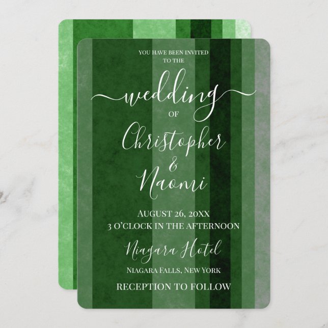Create Your Own Green Retro Vertical Stripes Invitation (Front/Back)