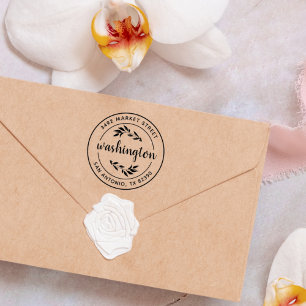 Create Your Own Green Rustic Round Return Address Self-inking Stamp