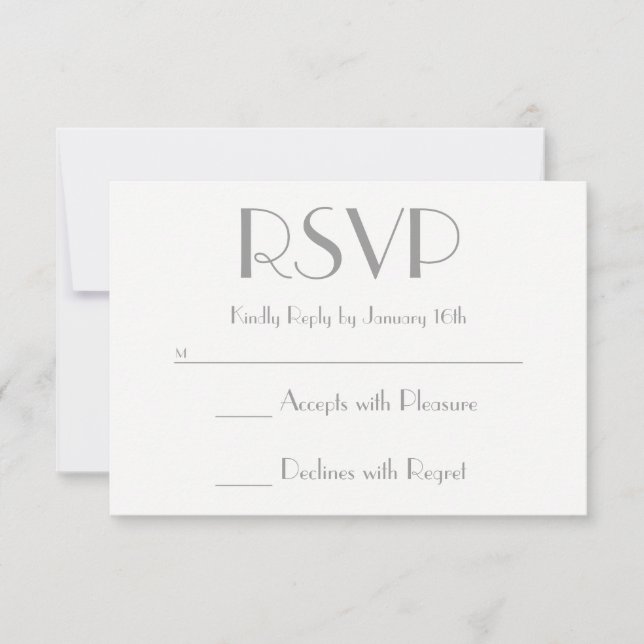 Create Your Own Grey and White RSVP Card (Front)