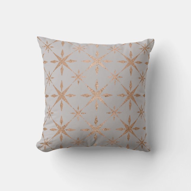 Create Your Own Grey & Gold Stars Throw Pillow (Front)