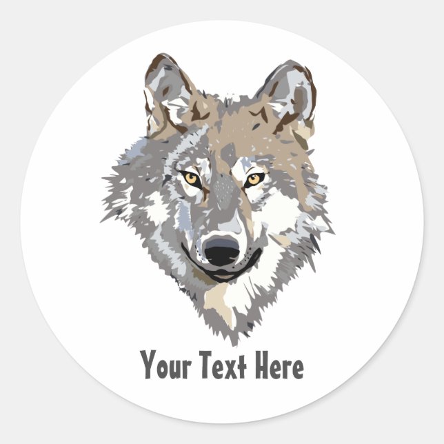 Create Your Own Grey Wolf Classic Round Sticker (Front)