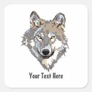 Create Your Own Grey Wolf Classic Square Sticker
