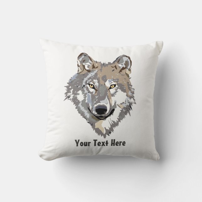 Create Your Own Grey Wolf  Throw Pillow (Front)