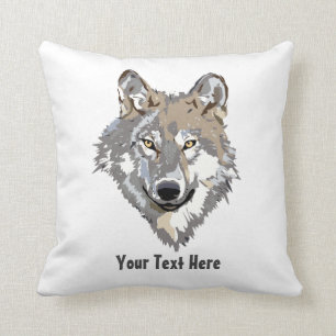 Create Your Own Grey Wolf Throw Pillow