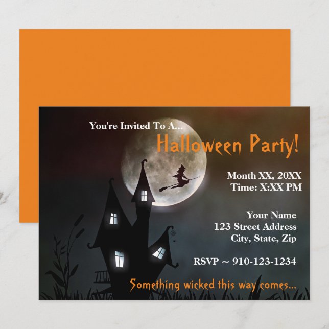 Create Your Own Halloween Party Invitation (Front/Back)