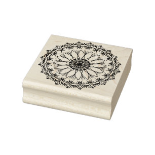 Create Your Own Hand Drawn Zinnia Mandala Rubber Stamp