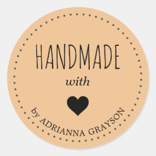 Create Your Own Handmade with Heart Name Classic Round Sticker