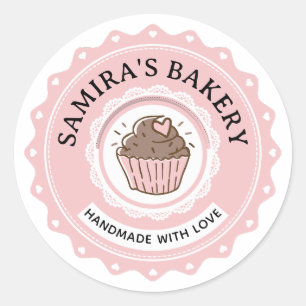 Create your own Handmade with Love Bakery Business Classic Round Sticker