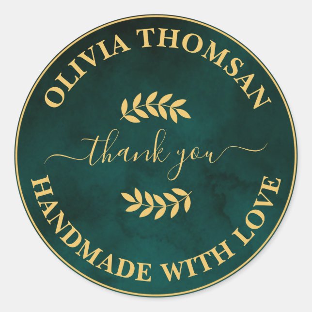 Create Your Own Handmade With Love Thank you  Classic Round Sticker (Front)