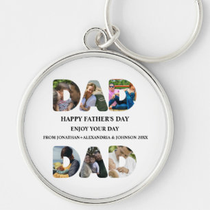 Create your own Happy fathers day 6 photo collage Keychain