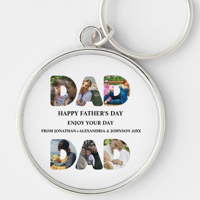 Create your own Happy fathers day 6 photo collage Keychain (Front)