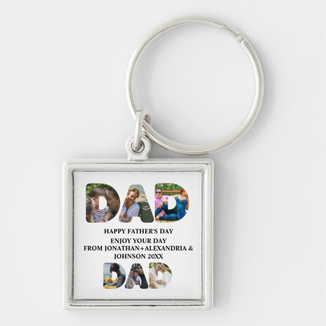 Create your own Happy fathers day 6 photo collage Keychain (Front)