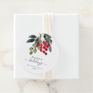 Create Your Own Happy Holiday Script Round Sticker Favour Tags
