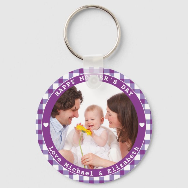 Create Your Own Happy Mother's Day Family Photo Keychain (Front)