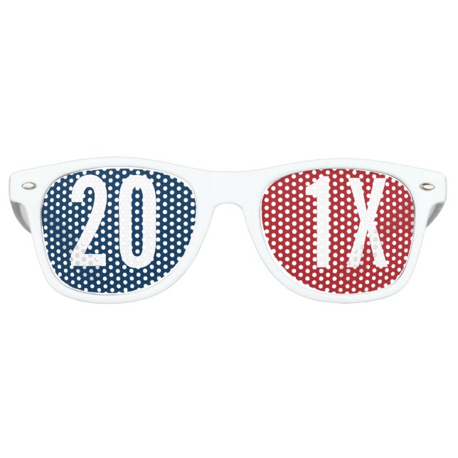 Create Your Own Happy New Year Party red blue Retro Sunglasses (Front)