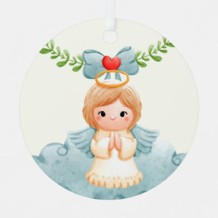 Create Your Own Happy Praying Christmas Angel Metal Ornament