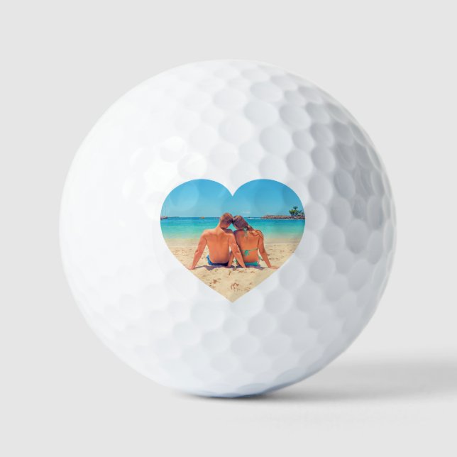 Create Your Own Heart Photo Stamps Golf Balls Gift (Front)