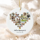 Create Your Own Heart Shaped Photo Collage Ceramic Ornament<br><div class="desc">Create your own heart shaped photo collage ornament featuring your favourite pictures in a love heart shape photo grid. Add your personalized text in modern minimalist typography.</div>