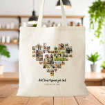 Create Your Own Heart Shaped Photo Collage Tote Bag<br><div class="desc">Create your own heart shaped photo collage tote bag featuring your favourite pictures in a love heart shape photo grid. Add your personalized text in modern minimalist typography.</div>
