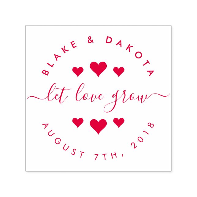 Create Your Own Hearts Let Love Grow Wedding Date Self-inking Stamp (Design)