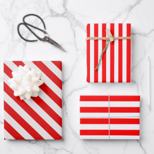 Create Your Own Heavy polyester stripe red/white Wrapping Paper Sheet