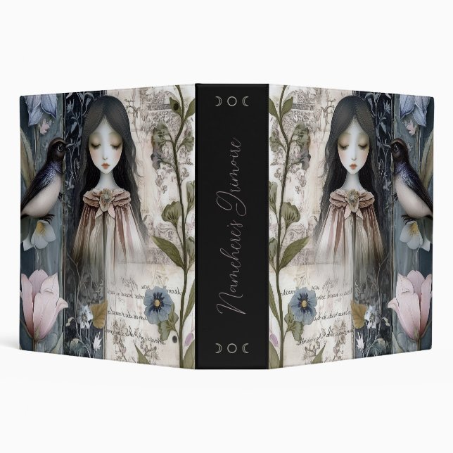 Create Your Own Hedge Witch Garden Bird Botanical Binder (Background)