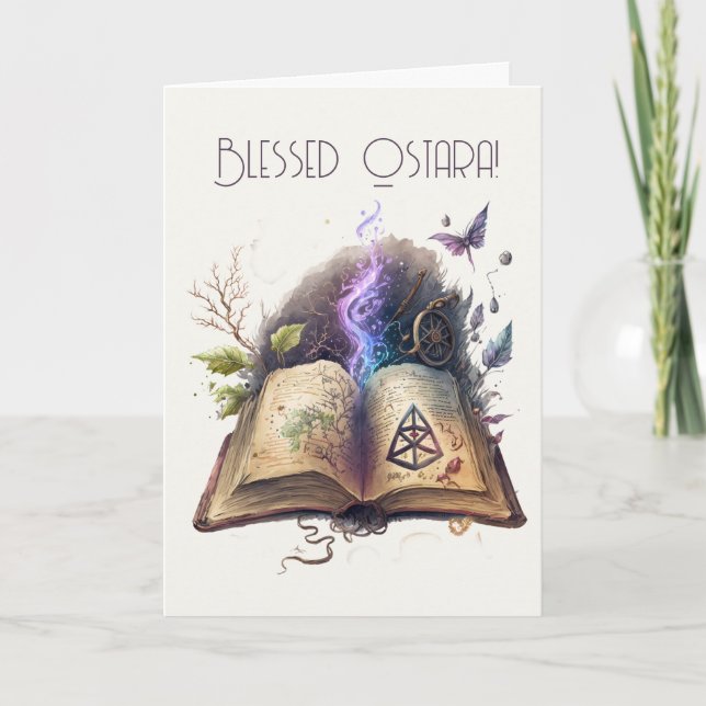 Create Your Own Hedge Witch Spell Book Holiday Card (Front)