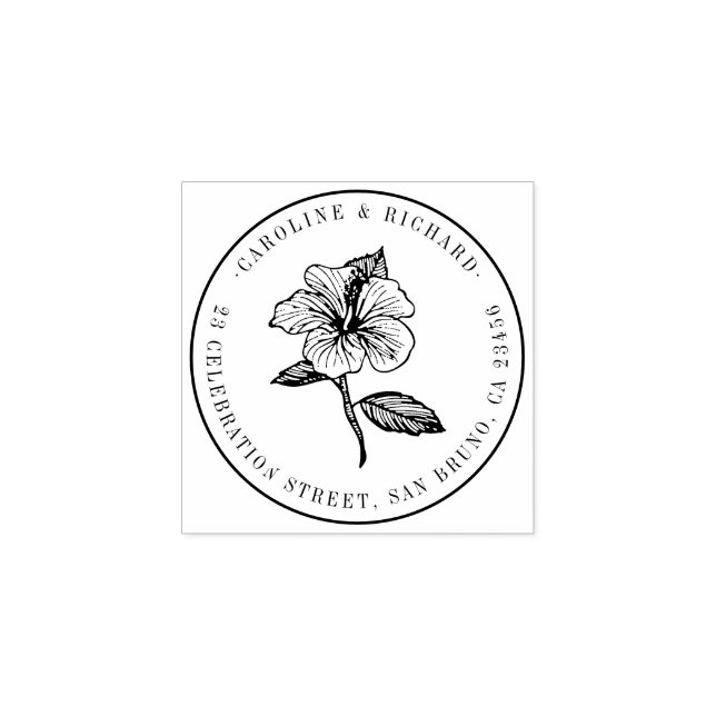 Create Your Own Hibiscus Wedding Return Address Rubber Stamp (Imprint)